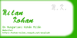 milan kohan business card